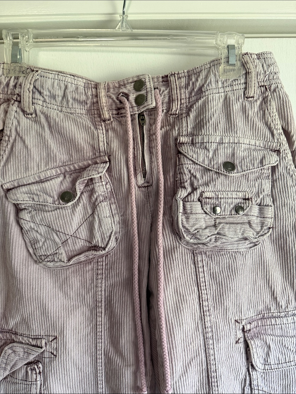 Free People Tahiti Cargo Pants Utility Mid Rise Baggy in Misty Plum Lilac - Picture 3 of 5